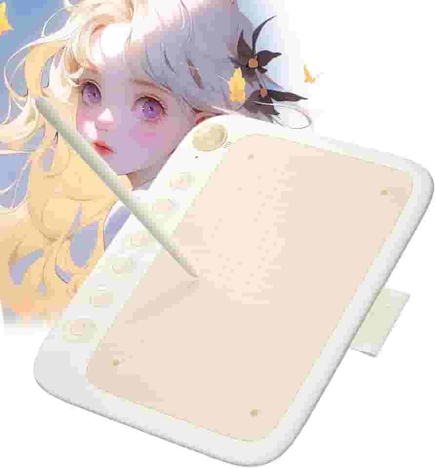 UGEE Mesa Digitalizadora Q6 Para Telefone Android, 6,5x4 Polegadas Tablet Gráfico Com 6 Teclas Para Mac/Windows/Chrome (Bege)