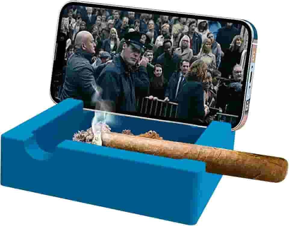 Cinzeiro de charuto grande 2 em 1 com suporte para telefone/suporte quadrado de silicone com 3 suportes para ambientes externos/externos/tabuleiros de pátio acessórios para homens presentes de fumante