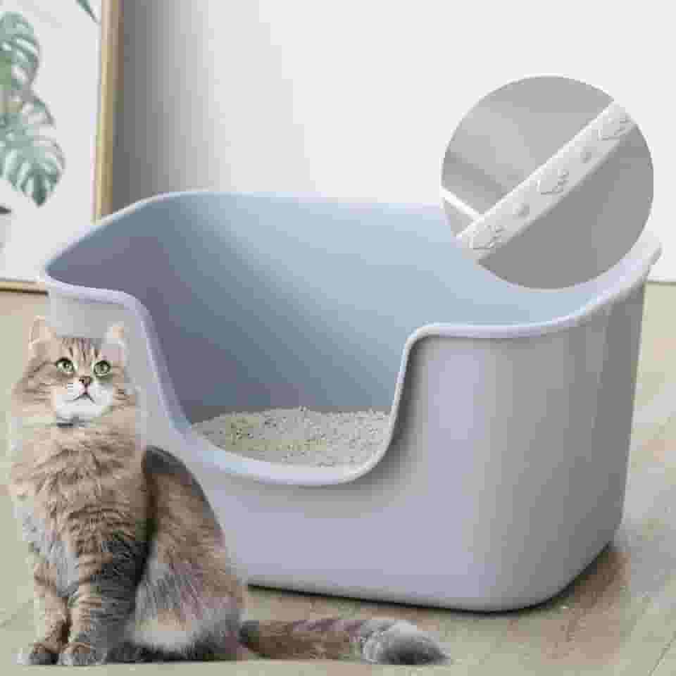 Smart Paws Caixa de areia jumbo extragrande para gatos Maine Coon, frigideiras de areia antirespingos de topo aberto, durável XL Kitty banheiro para famílias com vários gatos (cinza)