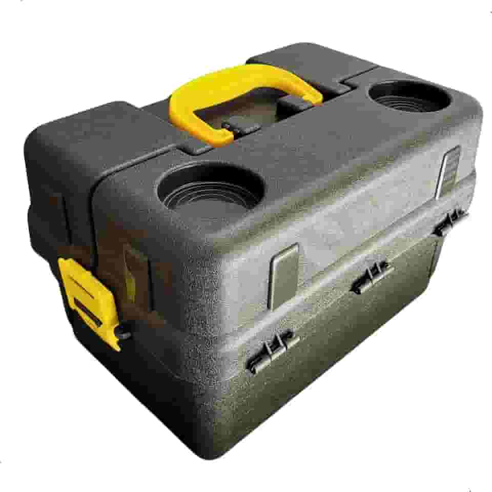 Maleta De Pesca Organizadora Ferramentas 6 Bandejas Articuladas Com Porta Copos Preta