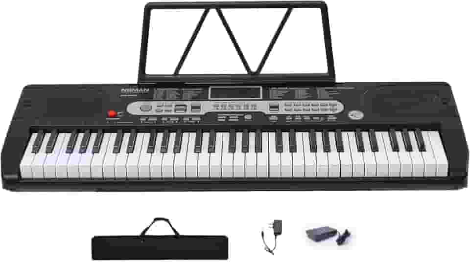 VEDO Teclado Eletrônico 61 Teclas - Piano Digital Portátil com Suporte para Partituras, Ideal para Iniciantes, Crianças e Adultos, Teclas Sensíveis ao Toque e Iluminadas, 200 Ritmos, 70 Músicas Demo