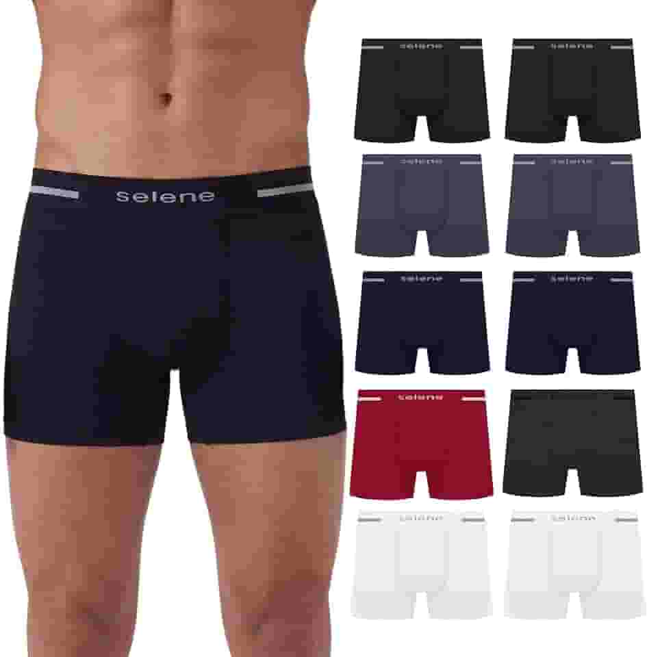 Kit 10 Cueca Boxer Masculina Sortida Microfibra Poliamida Sem Costura Selene