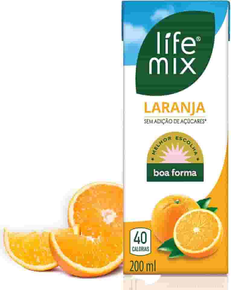 LIFE MIX - Suco de Laranja Natural Baixa Caloria - Sem Adição de Açúcares, Sem Conservantes e Corantes, Vitaminas C e D, Cálcio, Fibras e Ácido Fólico - Vegano - 200ml
