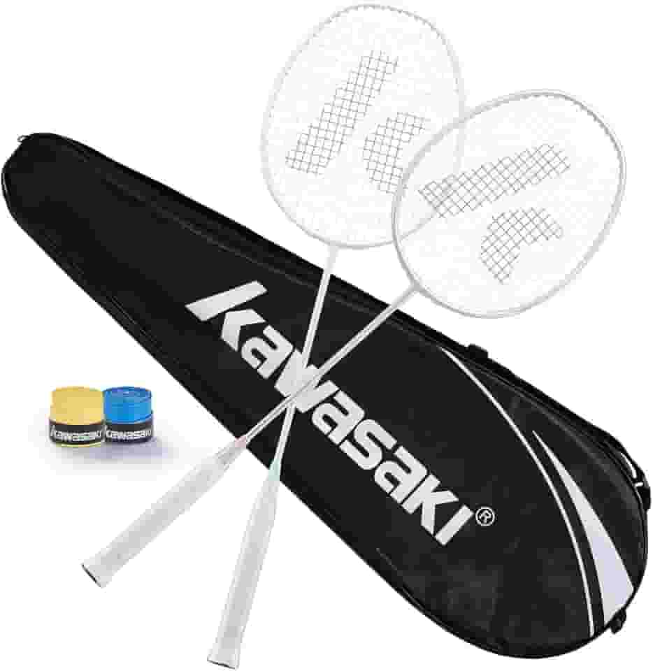 Kawasaki Raquete de badminton profissional grafite eixo badminton conjunto 2 raquete de peteca super leve para treinamento, esportes e entretenimento