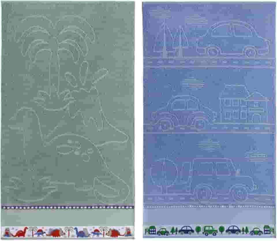 Kit 2 Toalhas Banho Infantil Criança Algodão Jacquard Menino Menina 1,20m X 0,70m (Menino)