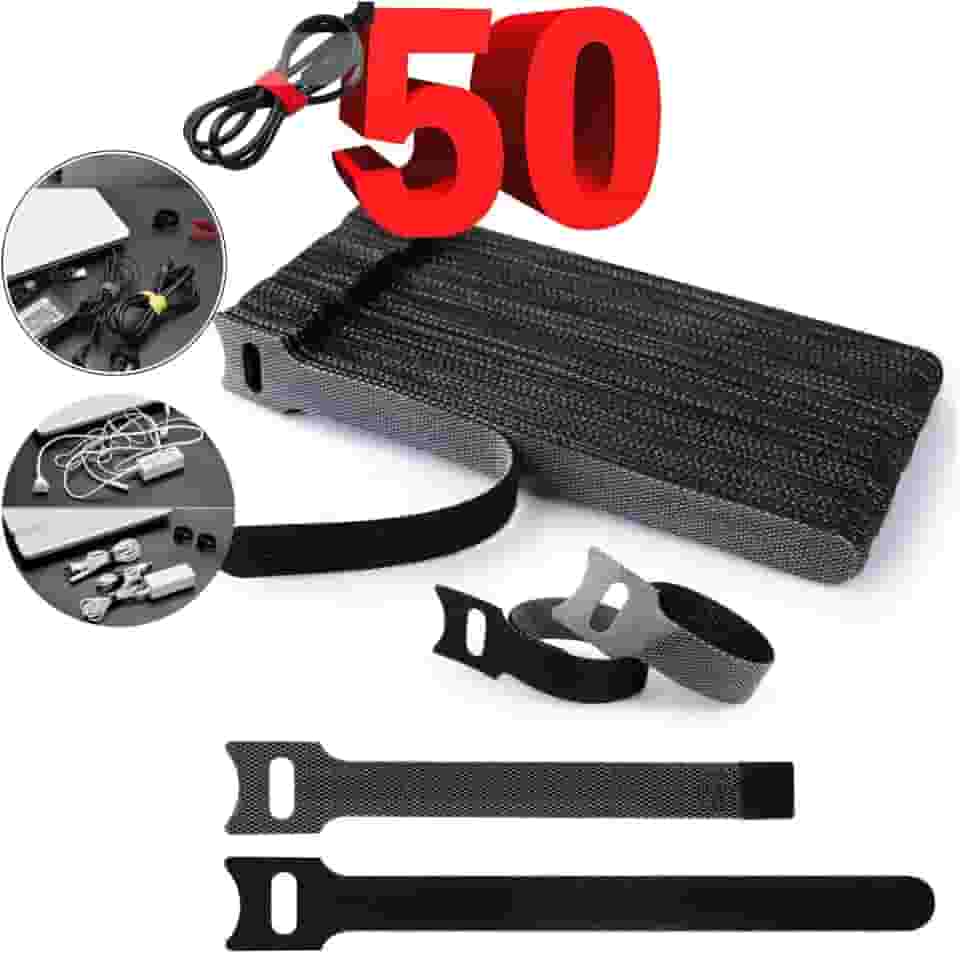 50 Abraçadeira Organizador de Cabos e Fios Presilha Com Crepe 15cm Fixador Reutilizável Serve em Plantas cabos USB Chicote