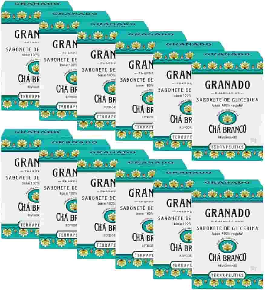 Granado Sabonete Glicerinado Terrapeutics, Chá Branco, 90g, 12 Unidades
