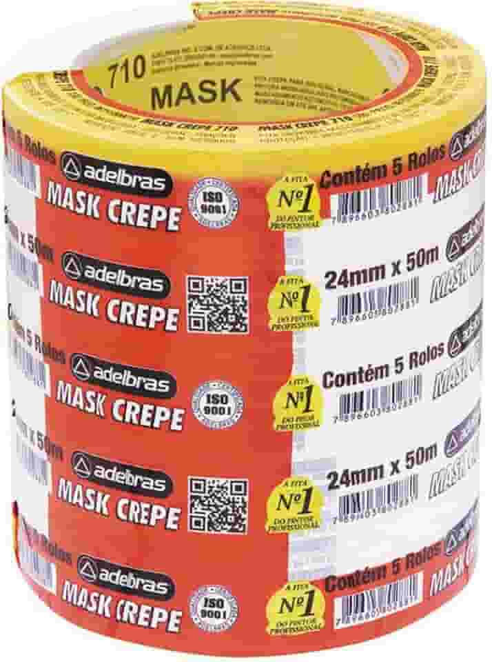 Fita Crepe, Adelbras 0615100019, Multicor, Pacote de 5