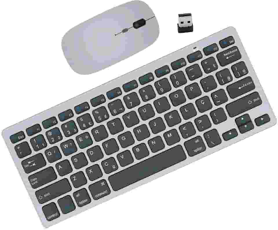 KIT Teclado e Mouse Sem Fio Bluetooth para Tablet Macbook iPad iMac Notebook PC, Premium Silencioso Minimalista Portátil ABNT2 (Grafite)