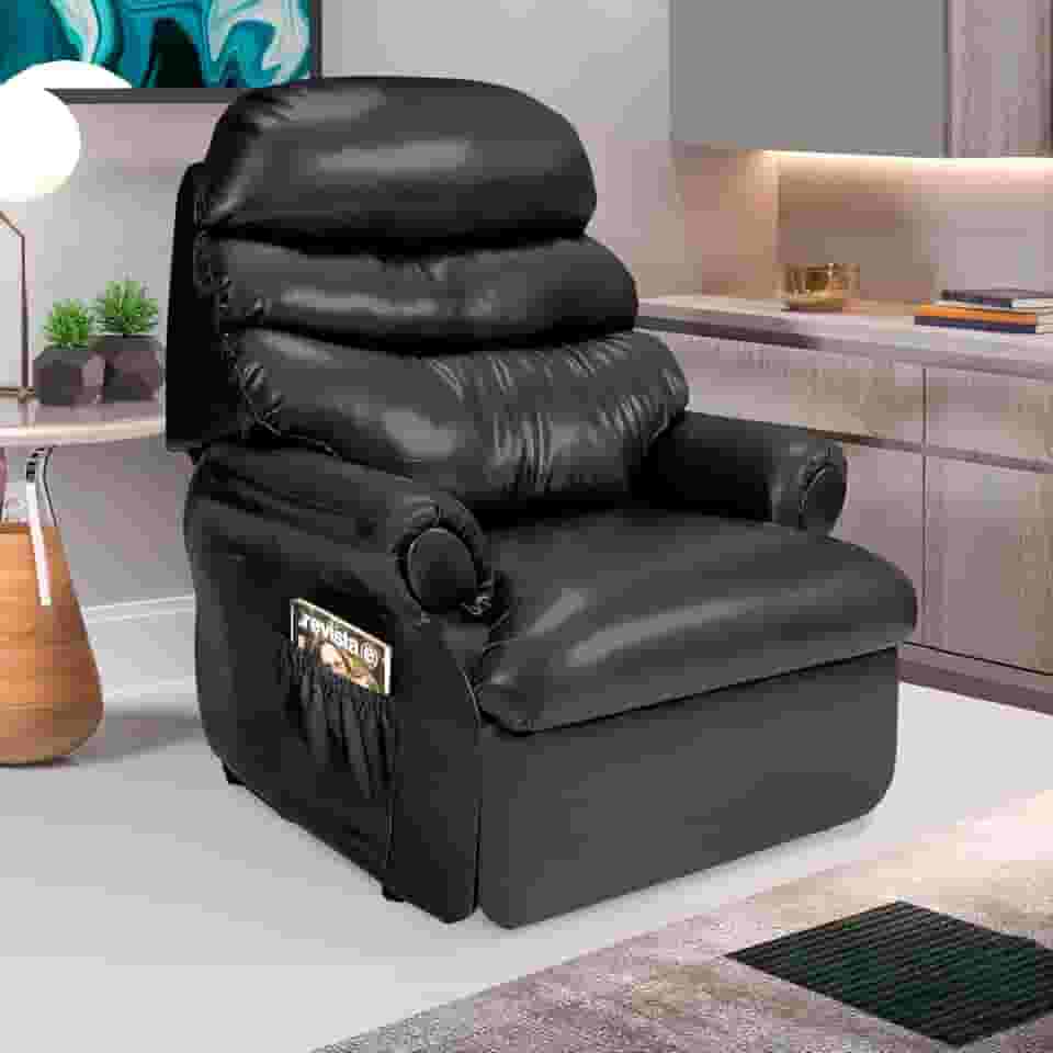 Poltrona Do Papai Em Corino Hospitalar Reclinável Idosos Preta