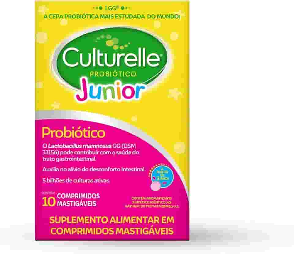 Culturelle Junior, Probiotico, Infantil, Sabor Frutas Vermelhas, 10 Comprimidos Mastigáveis