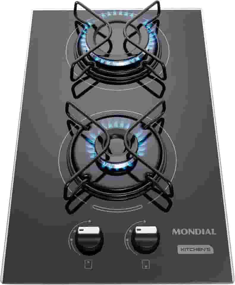 MONDIAL Cooktop a Gás, 2 Bocas, Preto/Inox, Bivolt - CTG-04