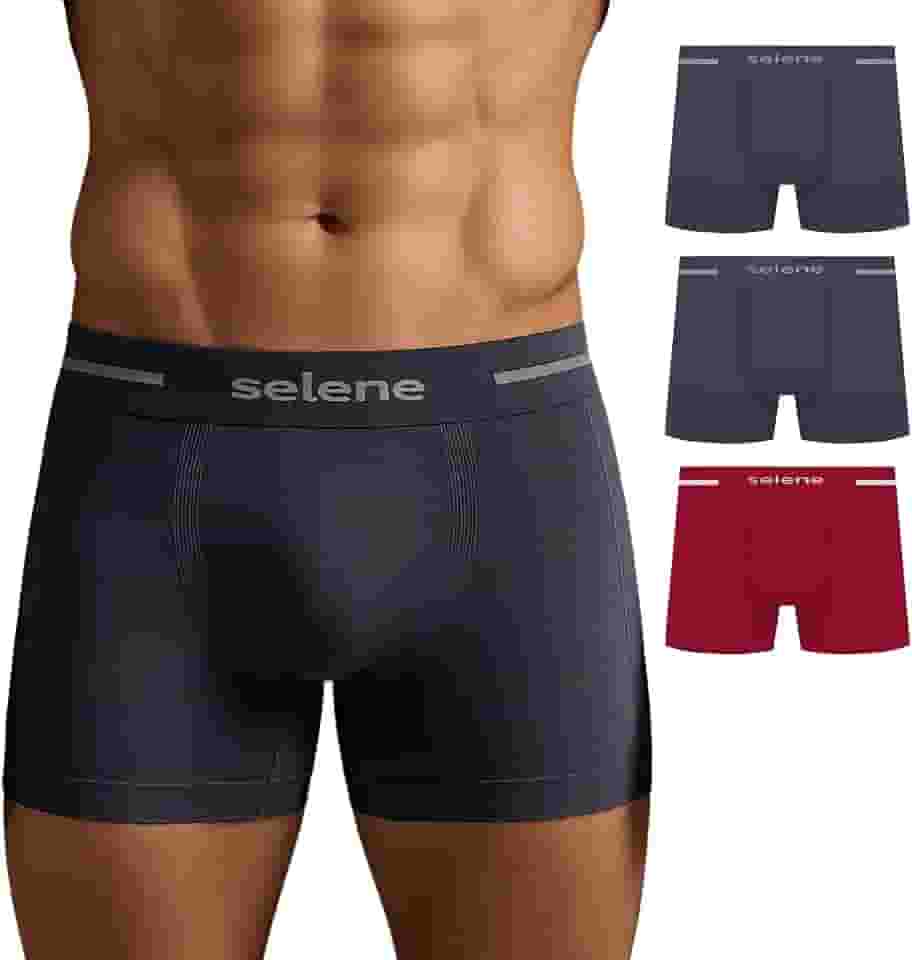 Kit 3 Cueca Boxer Sem Costura Selene Alta Performance Poliamida Cós 40MM Masculino Adulto