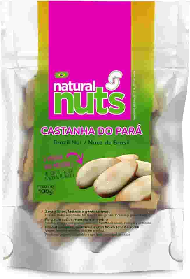 Castanha do Pará Natural Nuts | Fonte de Nutrição e Bem-Estar | Livre de Glúten, Lactose e Gorduras Trans | Produto Vegano, Natural e Saudável | Ziplock de 100g