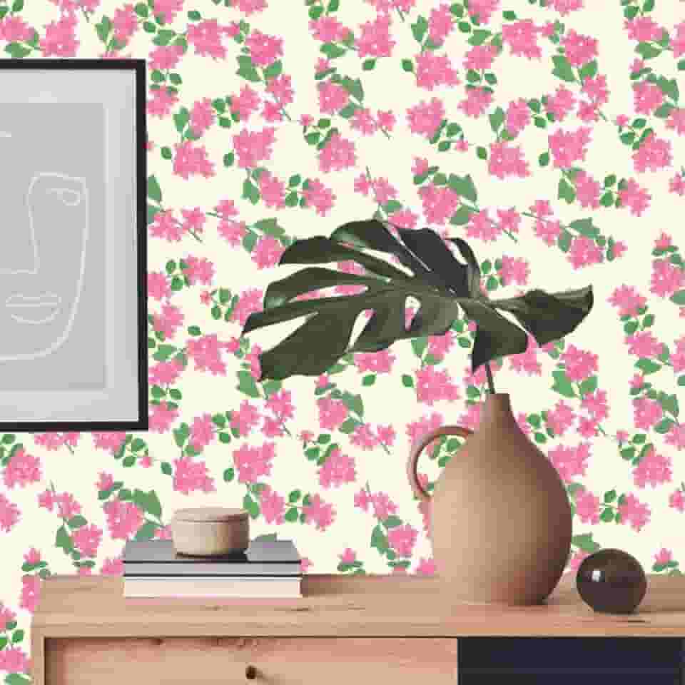 Papel de Parede Toque de Flor Rosa I Crie Paredes I Impresso em alta definição (M)