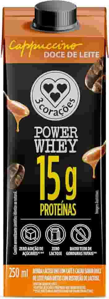 Bebida 3 Corações Cappuccino Power Whey Doce de Leite 250ml