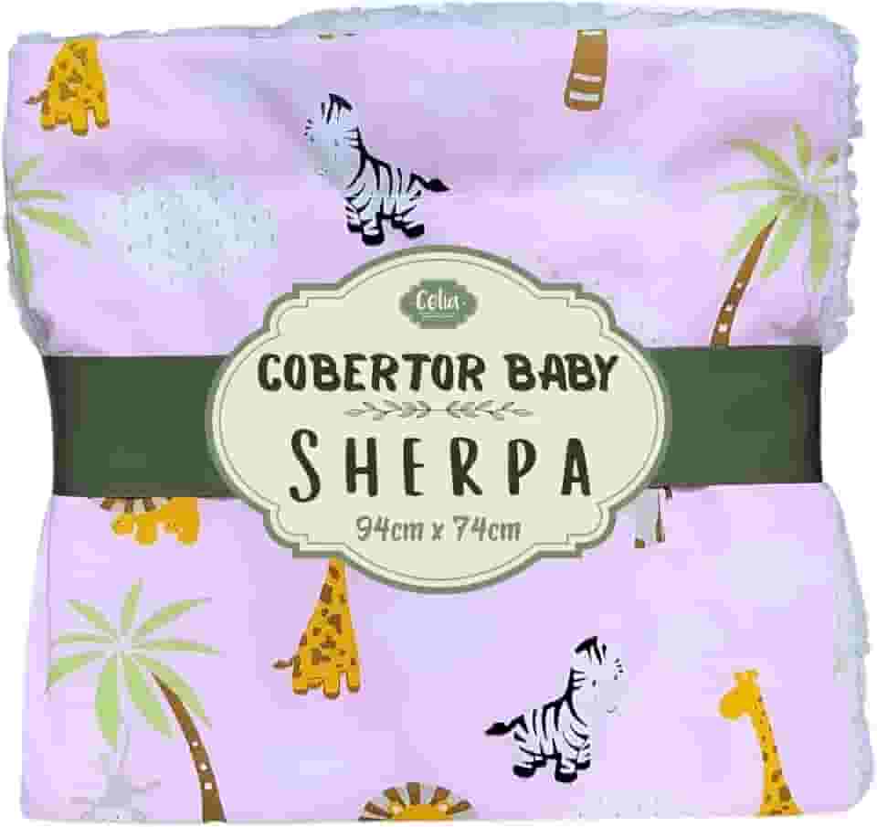 Manta Cobertor Bebê Infantil Dupla Face Estampada Mantinha com Shepa Antialergica Safari (Safari Rosa)