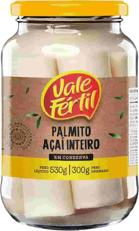 Vale Fértil Palmito Açaí Em Conserva Inteiro Vidro 300G Pequeno