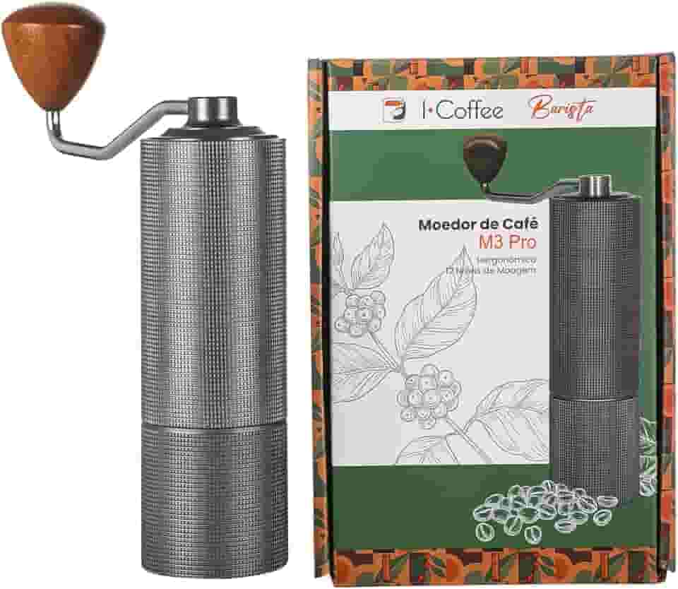 ICoffee Moedor de Café Manual M3PRO Com Capacidade de 20g/30g Com Broca Cônica de Aço Inoxidável CNC, Ajuste Interno Ajustável, Posicionamento de Rolamento Duplo