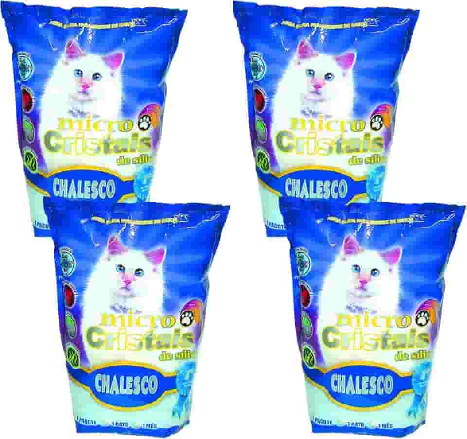 Chalesco Kit Areia Fina Micro Cristais de Sílica para Gatos: Absorção de Odor Eficiente, Fácil Limpeza, Higiene e Saúde do Gato, Embalagem Econômica (4)