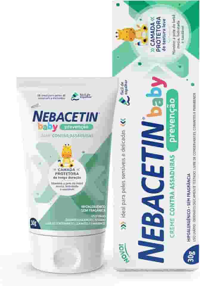 Creme Contra Assaduras Nebacetin Baby Prevenção - Pele Macia Hidratada e Saudável, Para Peles Sensíveis e Delicadas, Creme de Assadura Bebê - 30g