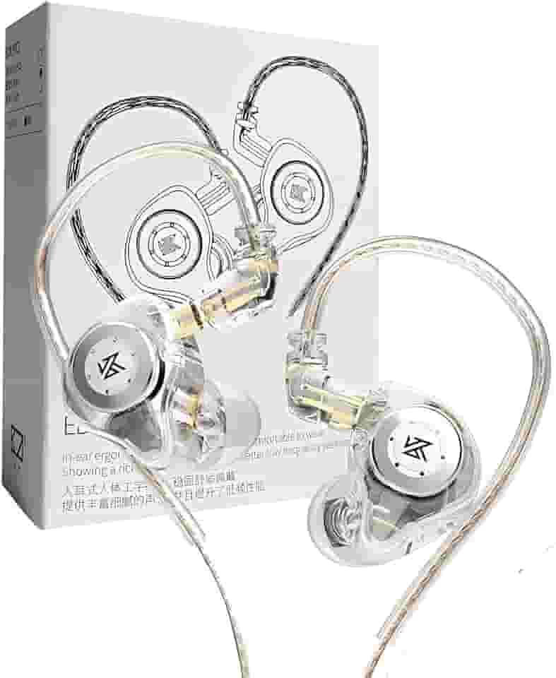 Fone De Ouvido Profissional KZ EDX Pro Intra-auricular, Driver Dinâmico Magnético Composto de 10mm, Cabo Substituível, Original - Perfeito para Cantores - AlverSun (CRYSTAL)