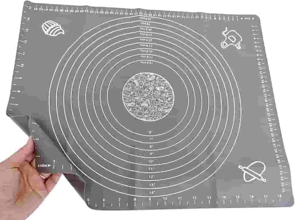 Tapete Culinário de Silicone Profissional (50x40cm) – Antiderrapante, Antiaderente e Reutilizável Guia de Medidas Profissional para Abrir Massas, Sovar Pão e Confeitaria (1, TAPETE CINZA ESCURO)