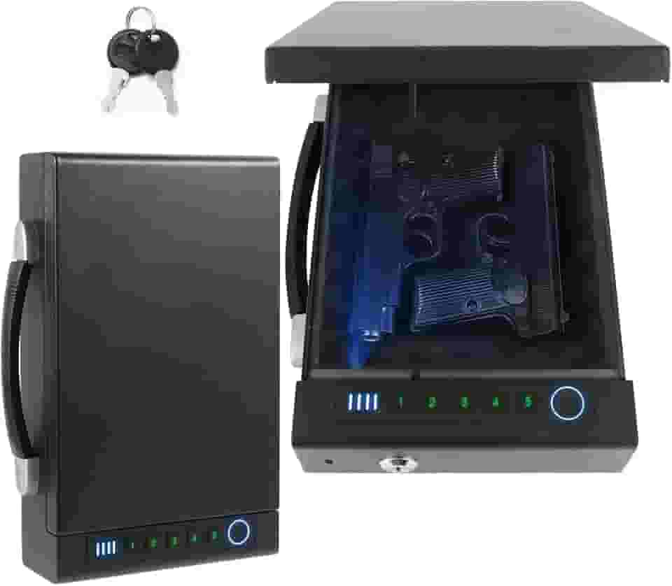 Seguro para arma biométrica de impressão digital para revólver, 3 métodos de acesso rápido, com impressão digital/PIN/chave digital, adequado para armários de cabeceira, guarda-roupas e cofres de