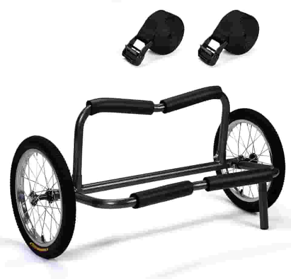 Morohope Carrinho de caiaque, canoa, boneca, pesca, caiaque, acessórios, transportador, dobrável, prancha, carrinho, reboque, transporte com rodas de 40,6 cm e 2 tiras de catraca