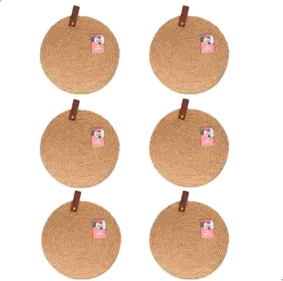 Kit 6 Jogo Americano Palha Linho Natural Mesa Jantar Boho