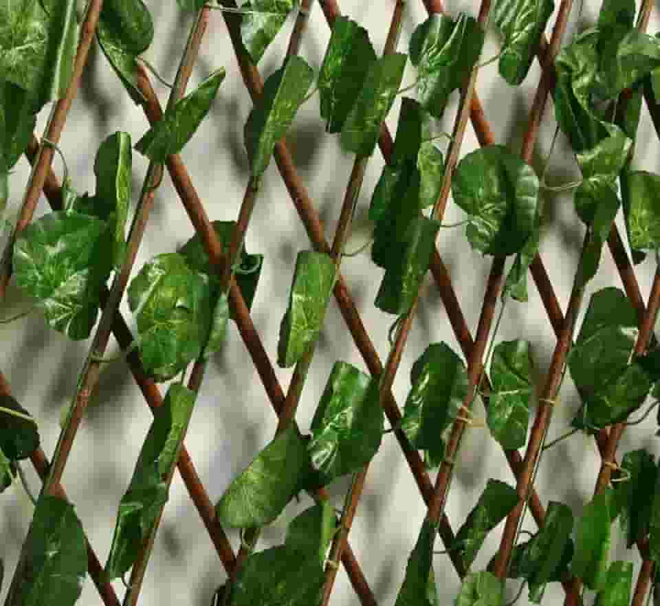 Treliça Sanfonada Painel Madeira Expansível Cerca Hera Gradil De Plastico Com 2m (Lisa Redonda)