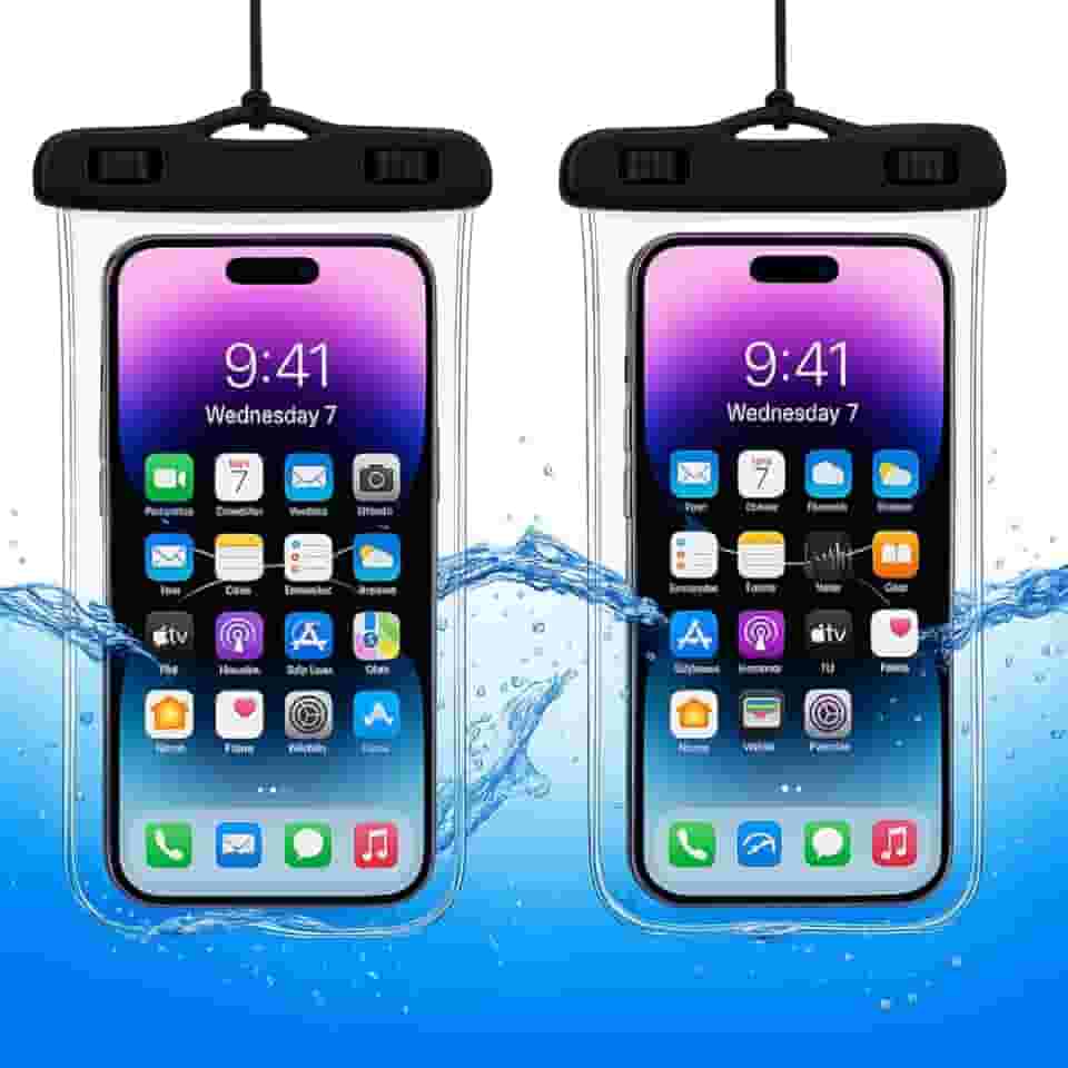 Kit com 2 capas impermeáveis, a Prova D'Água para celular, iphone, até 6.5", com alça universal, Proteção IPX8, Ideal para Praia Trilhas Piscina Viagens (Cores Sortidas) – Qualidade Premium LNSTORE