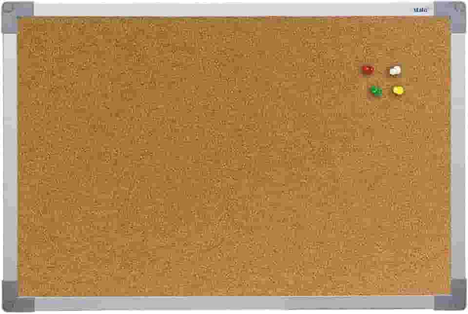 Quadro de Aviso Cortiça Moldura Mdf Alumínio Soft STALO, 90x60