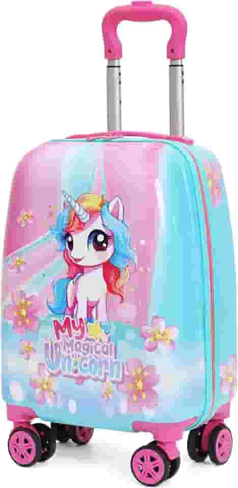 Mala Infantil Escolar/Viagem Com Giro 360º Skeet Resistente Unicornio Rosa