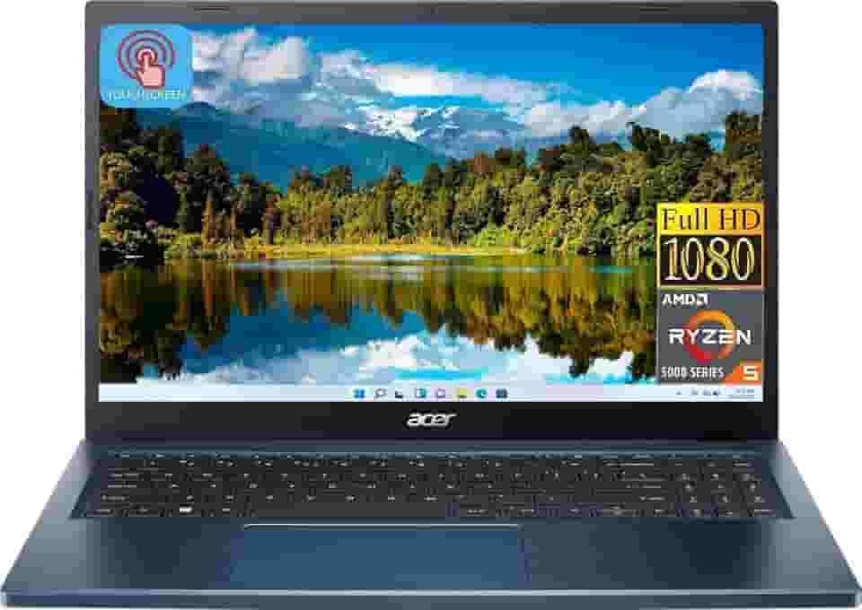 acer Laptop Aspire 3 39.6 cm Full HD IPS Touch Display | AMD Ryzen 5 7520U (Beat i7-1165G7) | 8GB RAM DDR5 | SSD 512GB | AMD Radeon Graphics | Windows 11 Home | Pacote com hub USB 3.0, azul