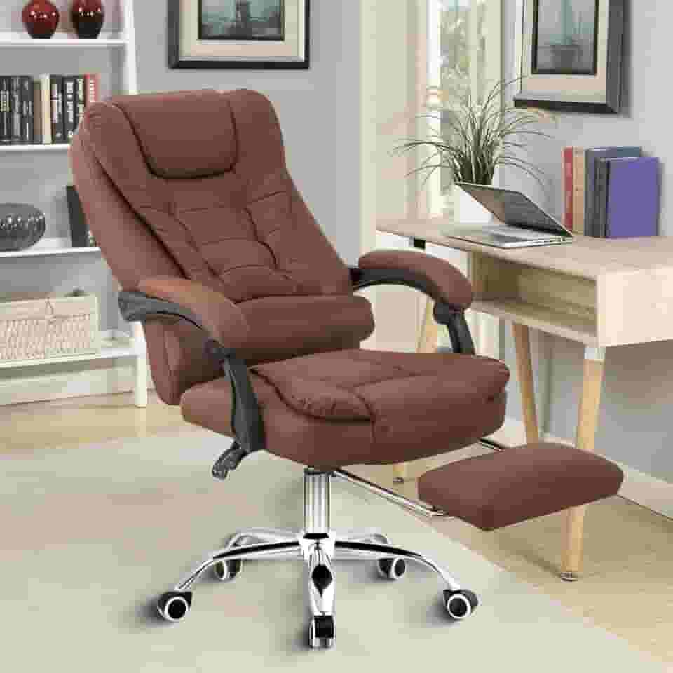 Cadeira de escritório presidente, cadeira de home office com apoio para os pés e encosto ajustável(Marrom)