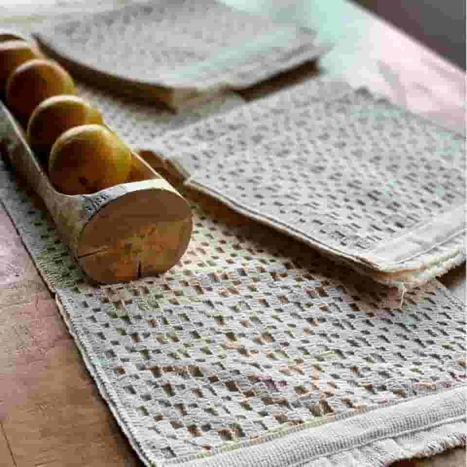 Jogos Americanos Sofisticados e Caminho de Mesa em Algodão Macramê Mesa Posta Decoração, Cor Cru