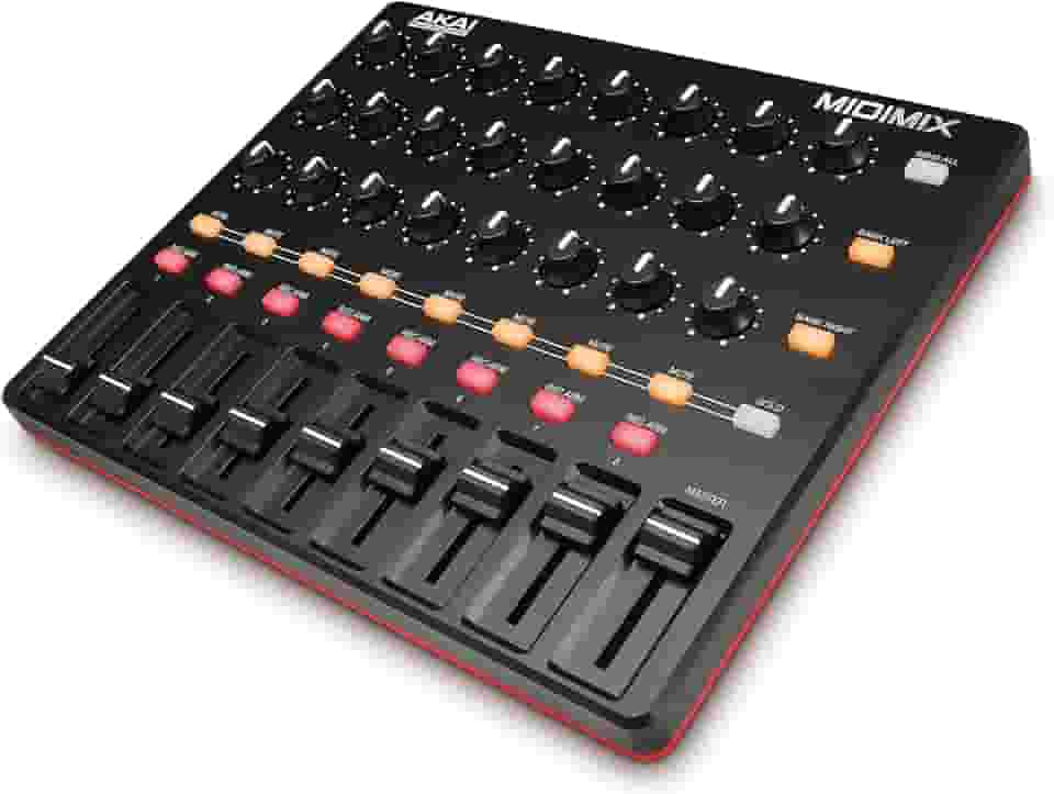 Akai Professional MIDIMIX Controlador MIDI USB - Mixer com faders atribuíveis, fader master, 24 knobs, 16 botões e mapeamento 1:1 com o Ableton Live