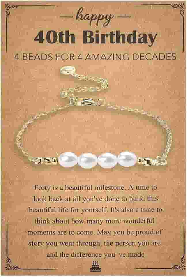 Happy 30/40/50/60th Birthday Gifts for Women Pearl Charm Bracelet 30/40/50/60 anos presente de aniversário para mulheres