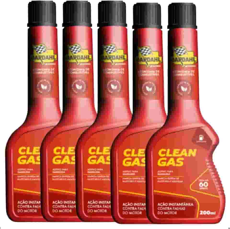 Kit 5 Aditivo Bardahl Clean Gas Combustível Gasolina 200ml