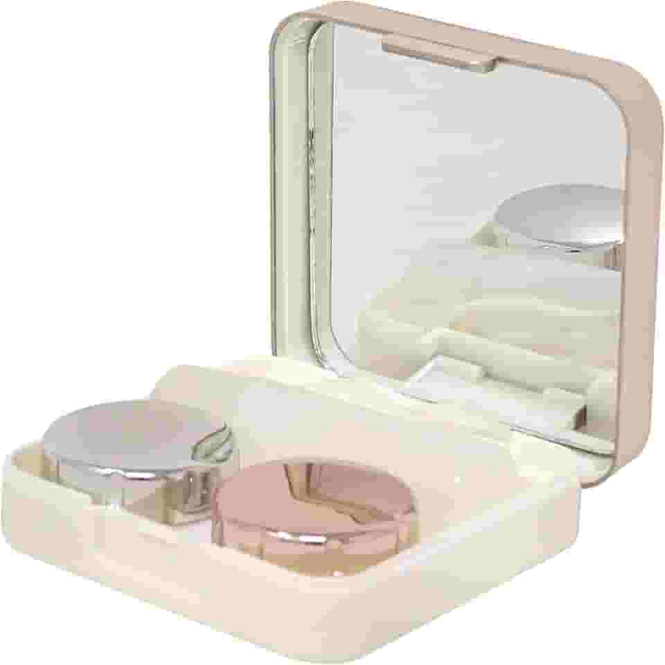 1 kit de estojo de lente de contato portátil moderno cor ouro rosa caixa de lentes de contato com espelho para mulheres