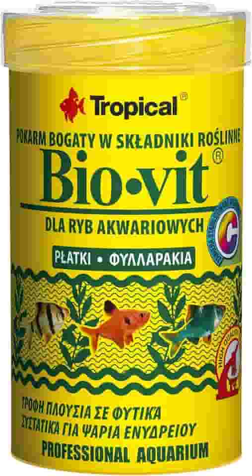 Tropical Bio Vit - Ração Vegetal Em Forma De Flocos Para Uma Alimentação Diária Dos Peixes Herbívoros E Onívoros - Pote 20G
