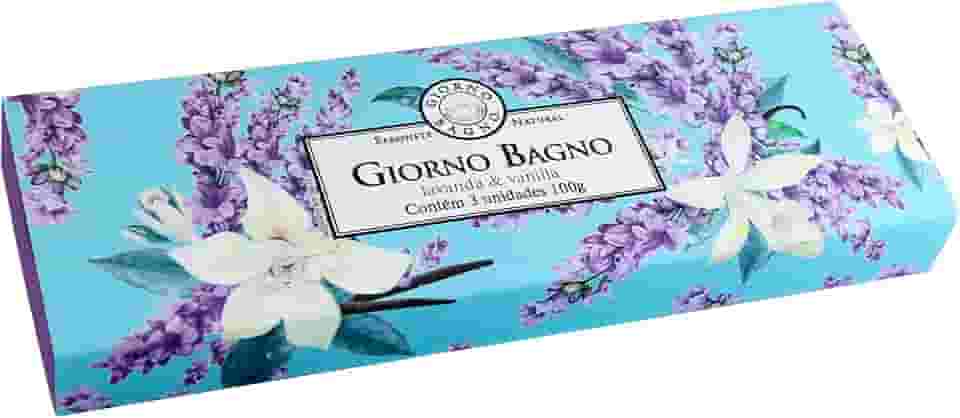 Kit de Sabonete em Barra Para Mãos e Corpo, Lavanda e Vanilla, Giorno Bagno, 3 X 100 g, Azul