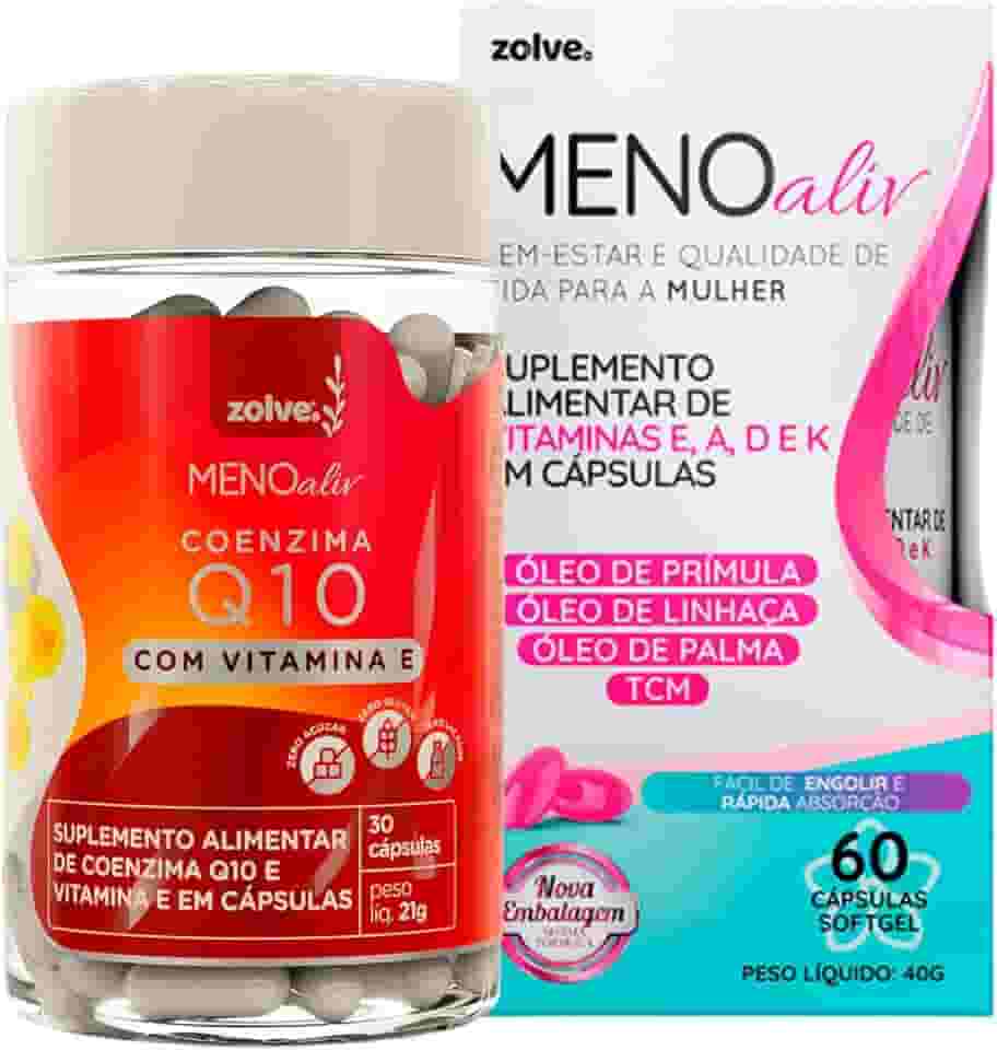 Meno Aliv + Coenzima Q10 - Menopausa, Energia, Vitalidade, Cardiovascular, Suplementação Zolve Labs