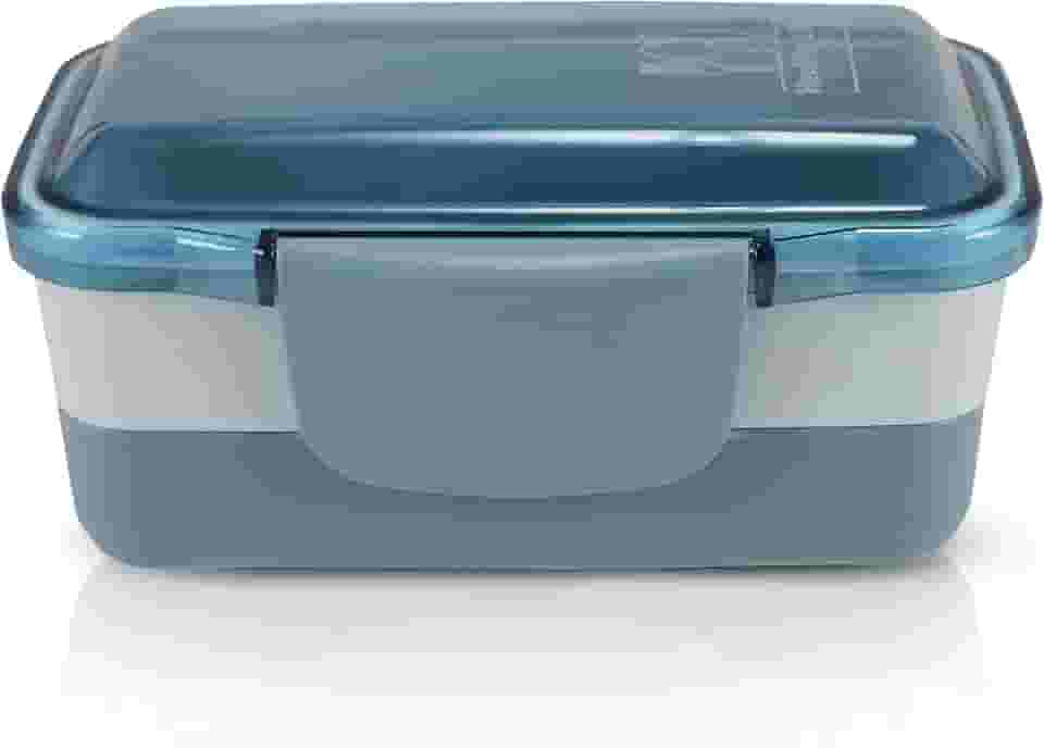 Marmita 2 Divisorias Vasilha Esquenta Fitness Congelar Pote Cor:Azul