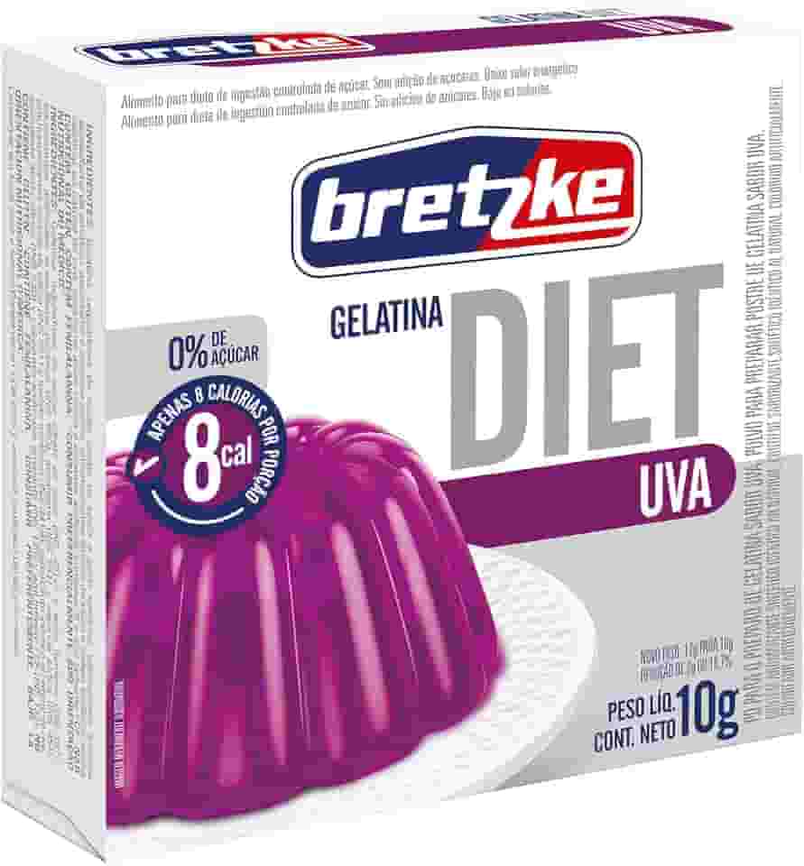 Bretzke – Gelatina Diet em Pó Sabor Uva 10g | Zero Açúcar | Sobremesa Leve e Refrescante | Preparo Rápido com Água