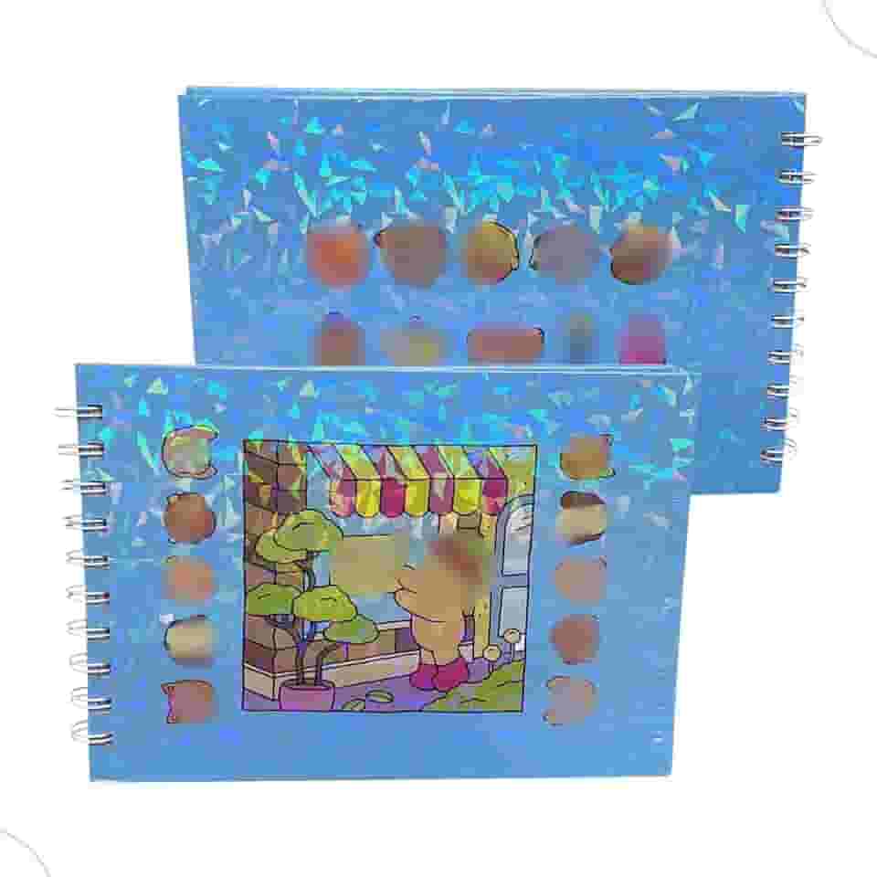 Livro de Colorir com 48 Folhas Papel Grosso Capa Dura Brilhante Holográfica vem com folha protetora de acetato (Azul)