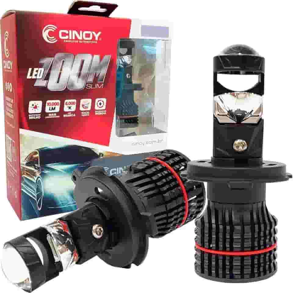 Lâmpada Led H4 Mini Projetor Zoom Slim 6000K 10000Lm 12V 24V