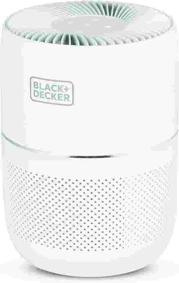 BLACK+DECKER purificador de ar de mesa black + decker sistema de filtragem de 3 estágios - purificador de ar hepa para casa, branco