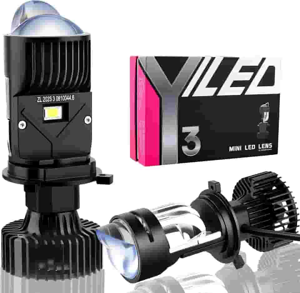 H4 Farol Blub com Lente de Projetor Canbus Hi/Lo Beam, 120W 30.000LM Extremamente Brilhante 6000K Branco com Linha de Corte Transparente, H4/9003/HB2 Mini Hyperboloid Matrix Kit de Retrofit de